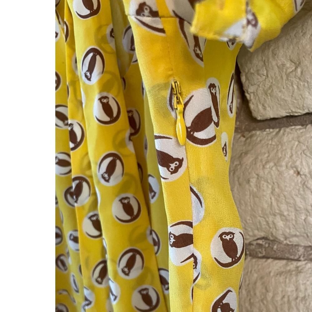 Anthropologie Girls From Savoy Lemon‎ Liftoff Owl Print Silk Blouse Sz 6P - Picture 8 of 8